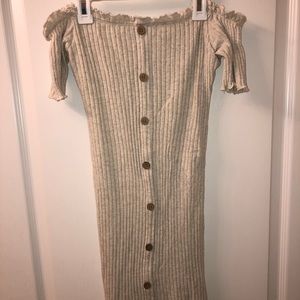 Ribbed Off The Shoulder Dress